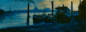 Crepuscolo a Chelsea 2002, houseboats sul Tamigi